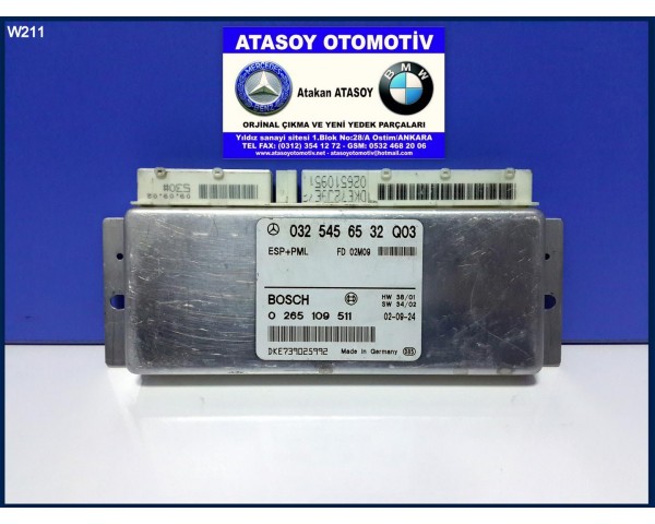 MERCEDES W211 ESP PML BEYNİ 0325456532 0325456632 0355456732 0315454132 0265109511 0265109512 0265109533 0265109507 A0325456532 A0325456632 A0355456732 A0315454132 MERCEDES ESP+PML BEYNİ